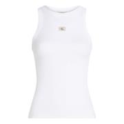 Wit Boat Neck Tank Top Calvin Klein Jeans , White , Dames