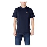 Blauw Katoenen T-shirt voor Lente Napapijri , Blue , Heren