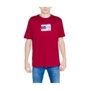 Bordeaux Katoenen T-Shirt Tommy Jeans , Red , Heren