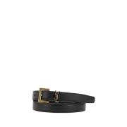 Logo Leren Riem Saint Laurent , Black , Heren