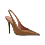 Satin Slingback Stiletto Heel Pumps Amina Muaddi , Brown , Dames