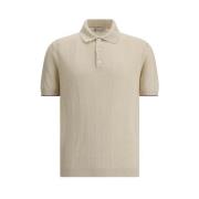 Gestreepte katoenen polotrui Brunello Cucinelli , Beige , Heren