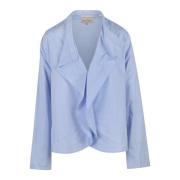 Popeline Blouse met Ruches Voorkant Alessia Santi , Blue , Dames