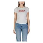 Wit Logo T-shirt Korte Mouw Tommy Jeans , White , Dames