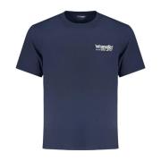 Blauw Kortemouw Logo Tee Shirt Wrangler , Blue , Heren