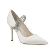 Kristalversierde Satijnen Pumps Manolo Blahnik , White , Dames