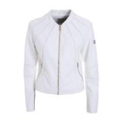 Eco-lederen korte jas met rits YES ZEE , White , Dames