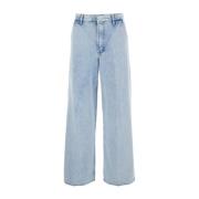 Wijde Pijp Blauwe Jeans Vrouw Katoenmix Frame , Blue , Dames