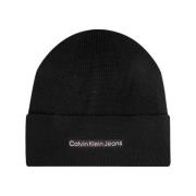 Multicolor Logo Beanie Hoed Calvin Klein , Black , Dames