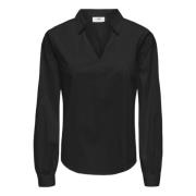 Zwart V-hals Shirt Lange Mouw Jacqueline de Yong , Black , Dames