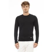 Logo Wool-Modal Crew Neck Sweater Baldinini , Black , Heren