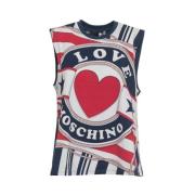 Mouwloos Katoenen T-shirt met Logo Moschino , Multicolor , Dames