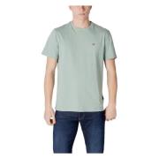 Groene Katoenen T-shirt voor Lente/Zomer Napapijri , Green , Heren