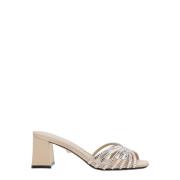 Metallic Strass Blokhak Sandalen Alevi Milano , Gray , Dames