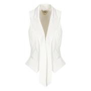 Ivoor Mouwloos Vest met Peak Revers Elisabetta Franchi , Beige , Dames