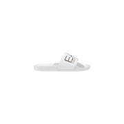 Witte Plain PVC Slip-On Slippers Emporio Armani EA7 , White , Dames