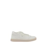 Monogram Leren Sneakers met Platte Zool Prada , White , Dames