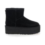 Zwarte Suède Platform Enkellaarzen UGG , Black , Dames