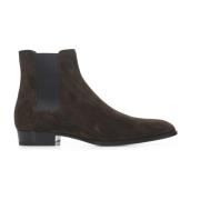 Bruine leren slip-on blokhak Saint Laurent , Brown , Heren