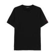 Zwart Logo Geborduurde T-shirts en Polos Peuterey , Black , Heren