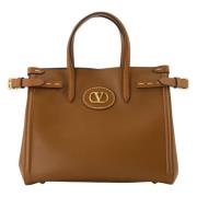 Bruin lederen Antibes tote tas Valentino Garavani , Brown , Dames