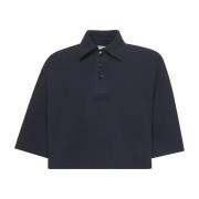 Blauw Poloshirt met Borduursel Bottega Veneta , Blue , Dames