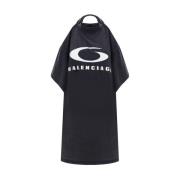 Iconische Monogram Katoenen Jurk met Blote Schouders Balenciaga , Blac...