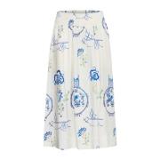 Klassieke hoge taille rok Big Scale Tile Ichi , White , Dames