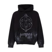 Zwarte hoodie met metalen stencilmotief Balenciaga , Black , Heren