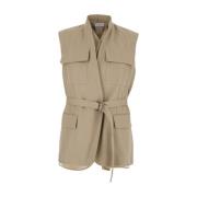 Beige Mouwloos Jack met Riemsluiting Brunello Cucinelli , Beige , Dame...