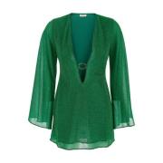 Groene V-hals Kaftan met Metalware Detail Oseree , Green , Dames