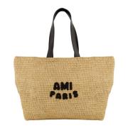 Raffia Shopper Lente-Zomer 2025 Ami Paris , Beige , Unisex