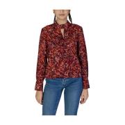 Oranje Abstract Print Blouse Keyhole Hals Jacqueline de Yong , Multico...