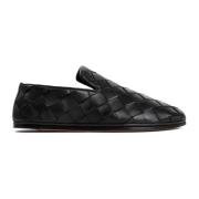 Zwarte Leren Zondagsslippers Bottega Veneta , Black , Heren