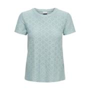 Blauw Eyelet Detail T-Shirt Jacqueline de Yong , Blue , Dames