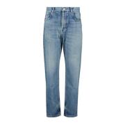 Blauwe Gewassen Straight Cut Jeans Saint Laurent , Blue , Dames