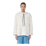 Kasjmier Wol Hoodie Jas Geborduurde Zakken Marni , Beige , Dames