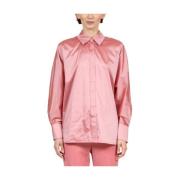 Zijden Aquamarijn Shirt - Juweelknoop Max Mara Studio , Pink , Dames