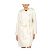 Witte Wol Korte Hoodie Jas Max Mara Studio , White , Dames