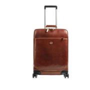 Bruin Leren Koffer Spinner Trolley The Bridge , Brown , Unisex