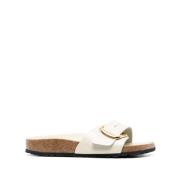 Witte Leren Sandalen Gouden Hardware Birkenstock , White , Dames