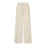 Mid Waist Wide Leg Trousers Seductive , Beige , Dames