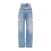 Blauwe Denim Jeans met Vintage Effect Maison Margiela , Blue , Dames