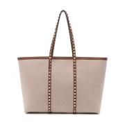 Rockstud Tote Tassen Collectie Valentino Garavani , Beige , Dames