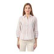 Beige Gestreepte Shirt met Pofmouwen Silvian Heach , Beige , Dames