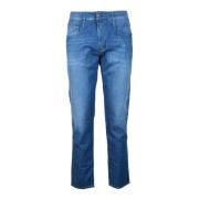 Denim Jeans met Unieke Stofmix Replay , Blue , Heren