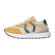 Beige Suède Sneakers met Groene Leren Accenten Mikakus Barcelona , Mul...