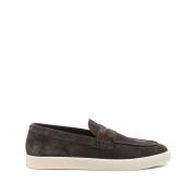 Bruin Leren Platte Schoenen Canali , Brown , Heren