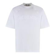 Katoenen Crew-neck T-shirt met Toon-op-toon Print Jacquemus , White , ...