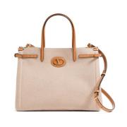 Stijlvolle Antibes Medium Tote Tas Valentino Garavani , Beige , Dames